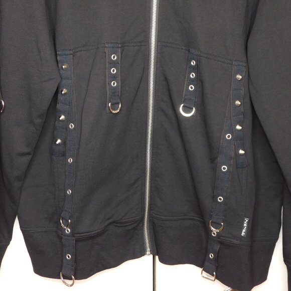 Tripp nyc Strap Grommet Hoodie | Black | Full Zip | Studs | Goth | EUC | 2X - Picture 4 of 13